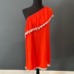 Charming Charlie Red Asymmetrical Ruffled Sundress